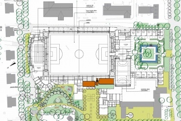 a  sportközpont környezetének építészeti javaslata - földszinti  alaprajz