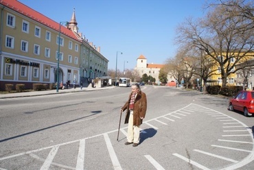 Várpalota főtere Mőcsényi professzorral - fotó: Bardóczi Sándor