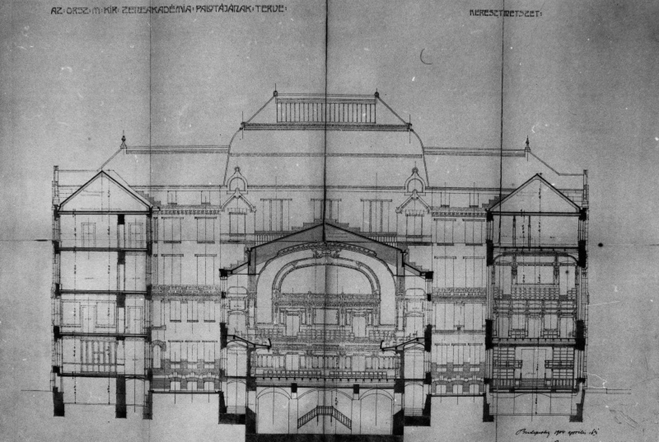 Zeneakadémia - Eredeti terv – keresztmetszet