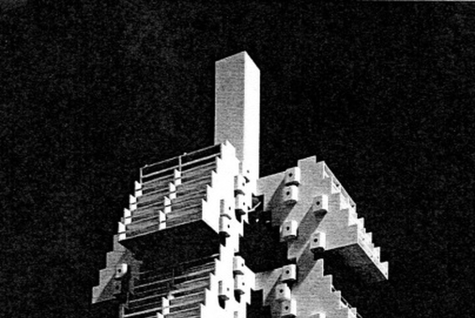 Kiyonori Kikutake, „Faalakú közösség” terve egy központi törzzsel, 1968 forrás: Kiyonori Kikutake, Kikutake Kiyonori sakuhinshu3: Nihong