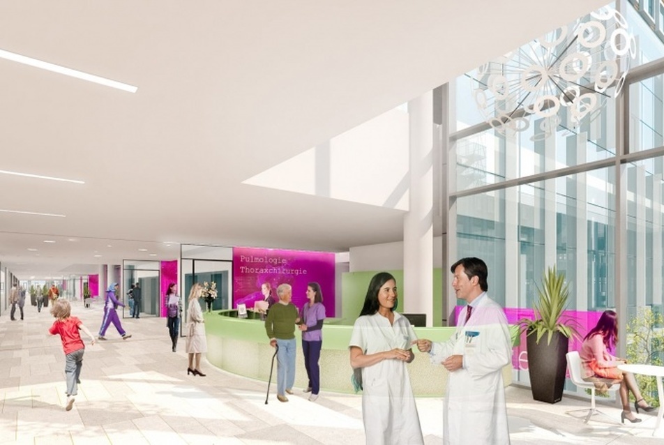 Krankenhaus Wien Nord - tervező: Albert Wimmer ,  látványtervek: Health Team KHN