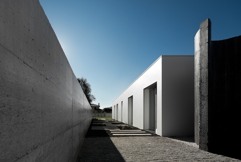 Fekete-fehér portugál villa, weimari vizslával