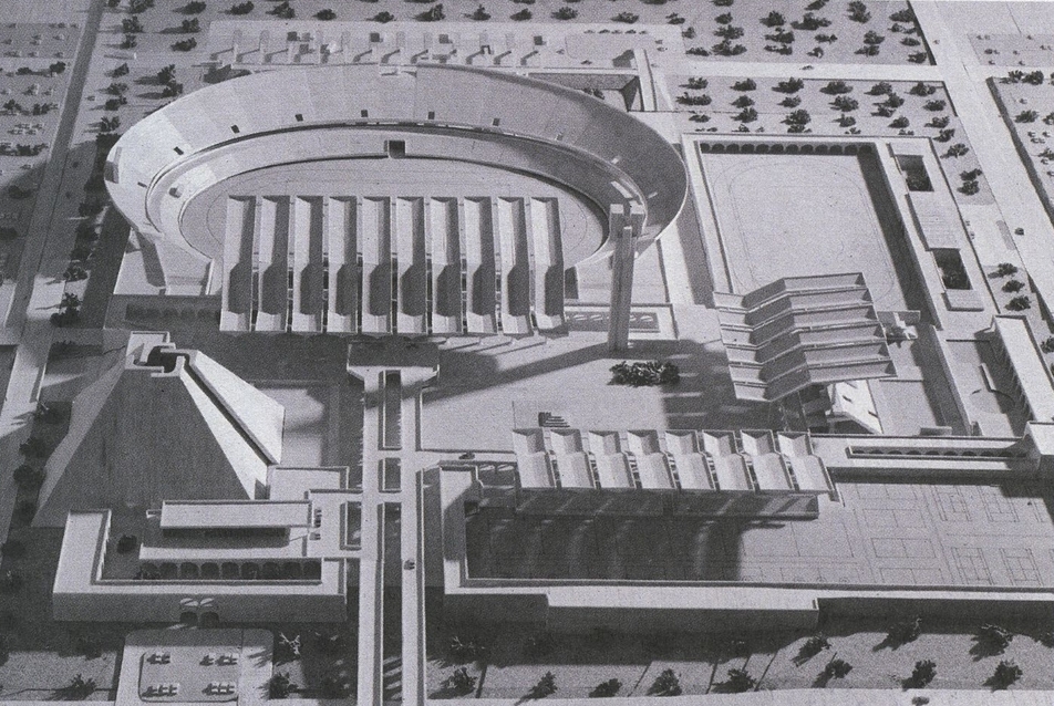 Kenzo Tange, Rijád sportkomplexum, 1965-, forrás:
Rem Koolhaas, Hans Ulrich Obrist, Project Japan: Metabolism Talks..., 2011, Köln