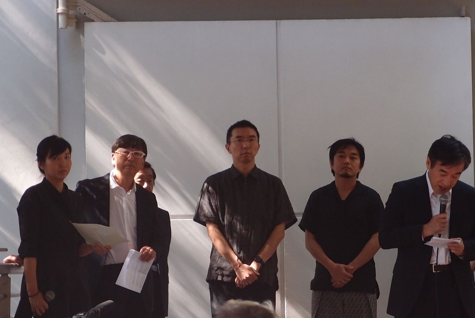 Toyo Ito a japán pavilon megnyitóján 2012-ben Velencében, fotó: Bálint Cili