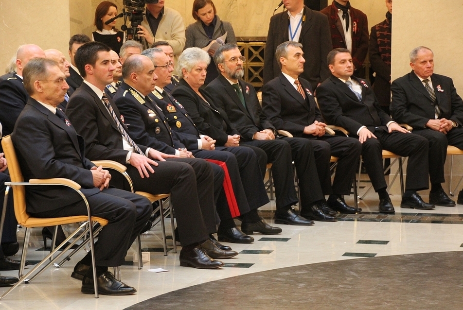 Március 15. alkalmából köztársasági elnöki kitüntetések, miniszteri elismerések, valamint az Ybl-díj átadása, BM Márványaula - fotó: perika