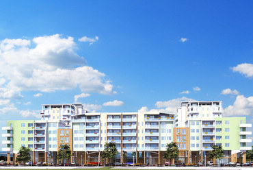 Városrét - 206 lakásos lakóépület és üzletek, látványterv