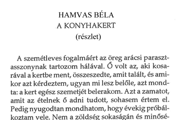 Hamvas Béla: A konyhakert (részlet)