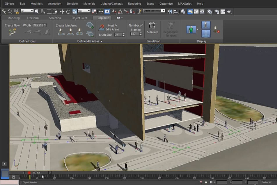 A 3ds Max Design szoftver Populate rendszere emberekkel gazdagítja a látványterveket