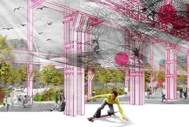 a megújult csarnok közösségi funkciókkal telik meg, s a lebontott épület helyén egy kiemelten zöld park jön létre