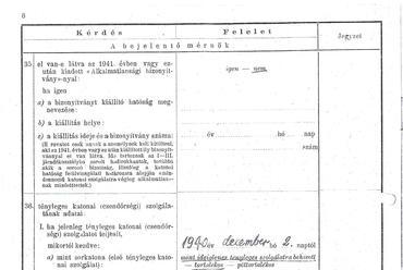 A Mérnöki Kamara nyilvántartási kérdőíve
