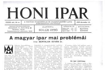 Honi Ipar, a magyar gyáriparosok lapja, 1939. december 20