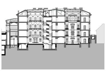 Metszet az Ybl téri lakóházakon, forrás: KÖZTI Zrt.