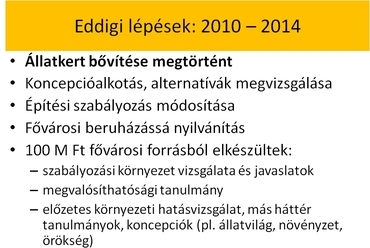 Fejlesztési lépések - forrás: Fővárosi Állat-és Növénykert 