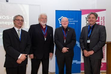 A képen (balról jobbra): Philipp Frigyes, Schneller István, Körmendy Imre és Lantay Attila