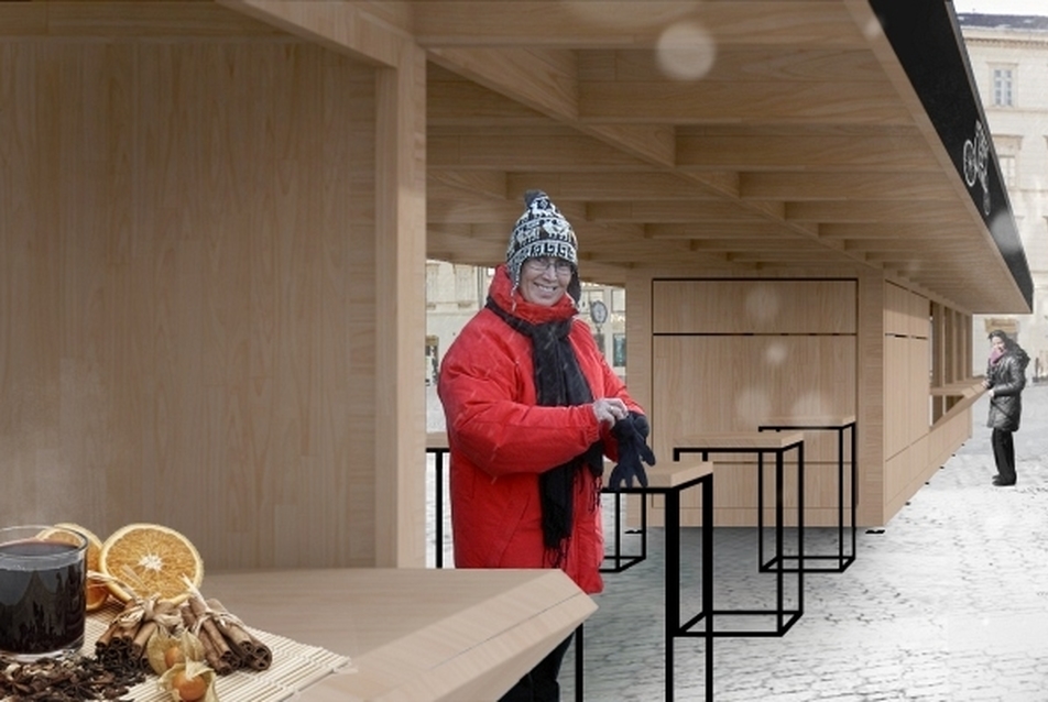 Adventi vásár a reggeli készülődéskor - Budapest Box pályázat - Dancs Tamás és Zilahi Péter terve