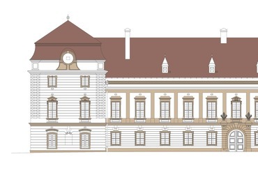 nyugati szárny homlokzat - Esterházy kastély, Pápa - tervező:  Kaló Judit Bernadett