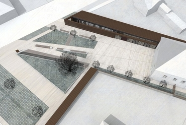 az épülethez felvezető tér - albertirsai zsinagóga hasznosítása - tervező: Tóth Balázs