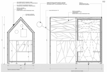 Normafa pavilonok, metszetek - építész: Kovács Csaba, Máté Tamás, Vass-Eysen Áron