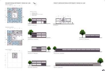 inkubátorház és fedett gépkocsitároló építészeti tervei 
