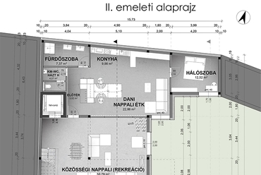Cohousing, Debrecen - II. emeleti alaprajz - tervező: Kiss Tamás