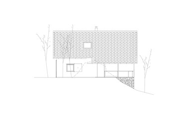 Skupaj Arhitekti: Családi ház a szlovén Alpokban. Homlokzati terv