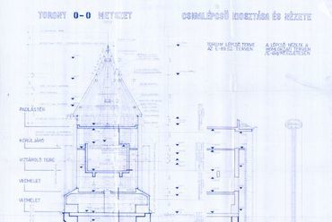 A Szent Miklós torony metszete (Forrás: Középülettervező Vállalat, 1974.)