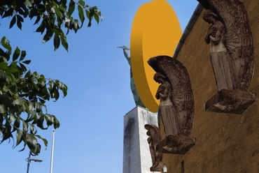 A szobor hátulról - A Gellérthegy hasznosítása - építész: Viszlai József