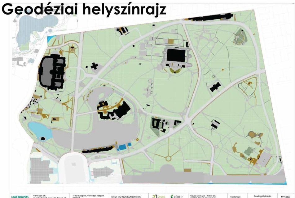 A 2014-es geodéziai helyszínrajz (a későbbi észrevételek miatt érdemes megnézni rajta a Petőfi Csarnok és melléképületeinek nagyságát)