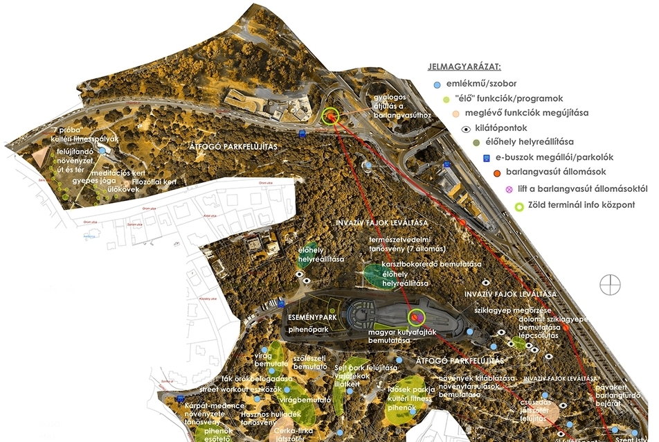 Helyszínrajz - A Gellérthegy rehabilitációja - építész: Palotai Tamás