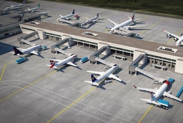 látványterv a Liszt Ferenc repülőtér új mólójáról - építész: Tima Zoltán (KÖZTI) - forrás: MTI