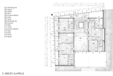 2. emeleti alaprajz - Japán co-housing - építész: Schneider Esztella