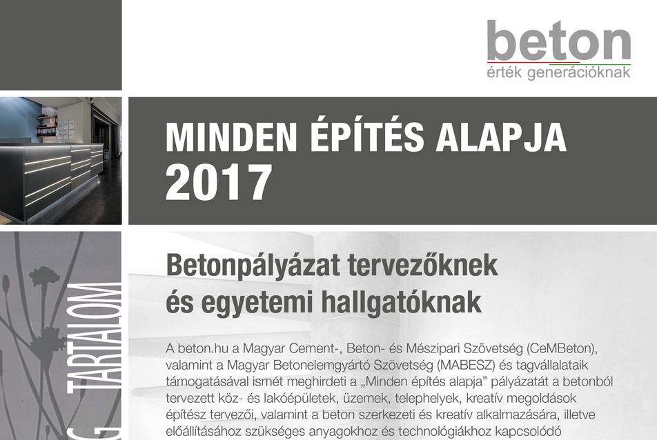 Minden építés alapja 2017 pályázat