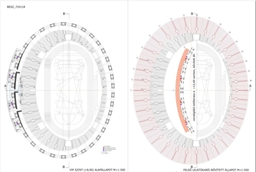 VIP szint, lelátókaréj, Budapesti Atlétikai Stadion - építész: Károlyi István