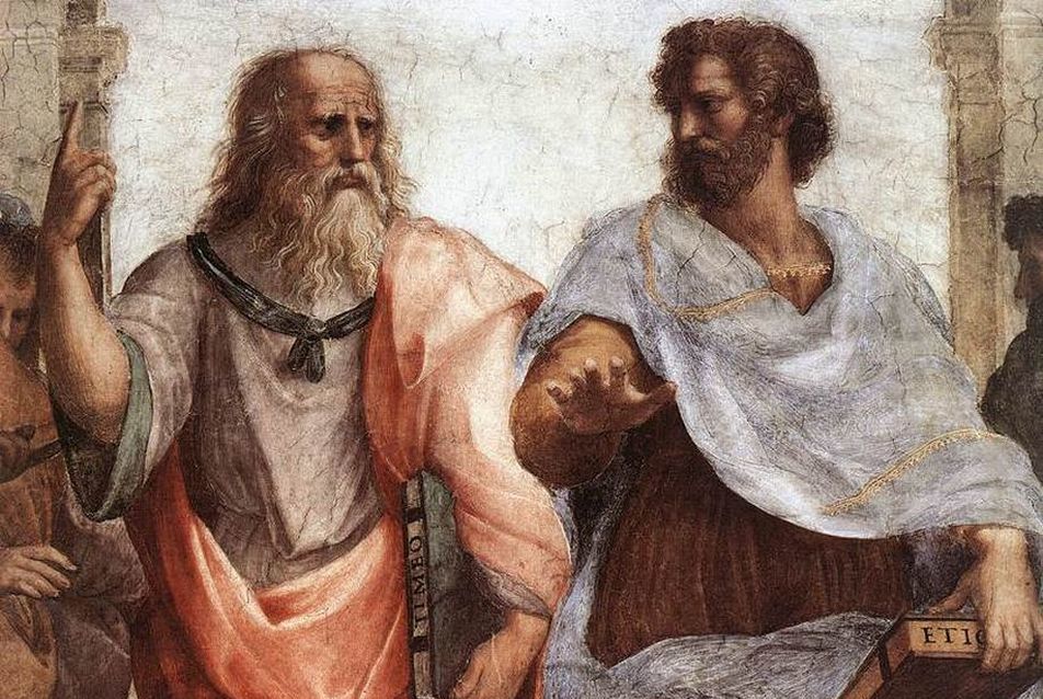 Platón és Arisztotelész, Athéni iskola részlet - Raffaello