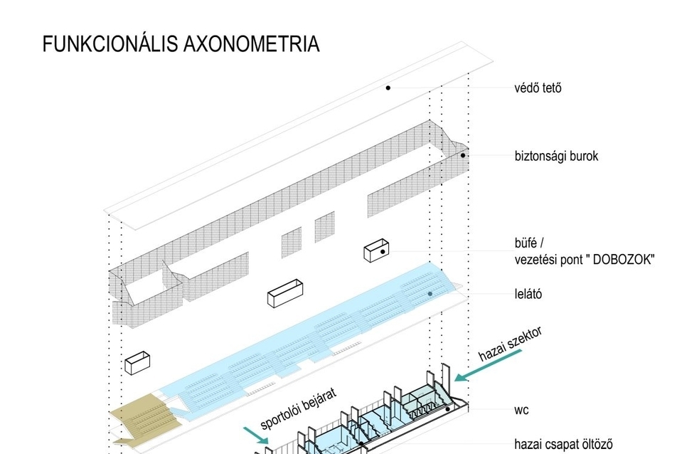 Lelátó axonometria - építész: Építész Stúdió