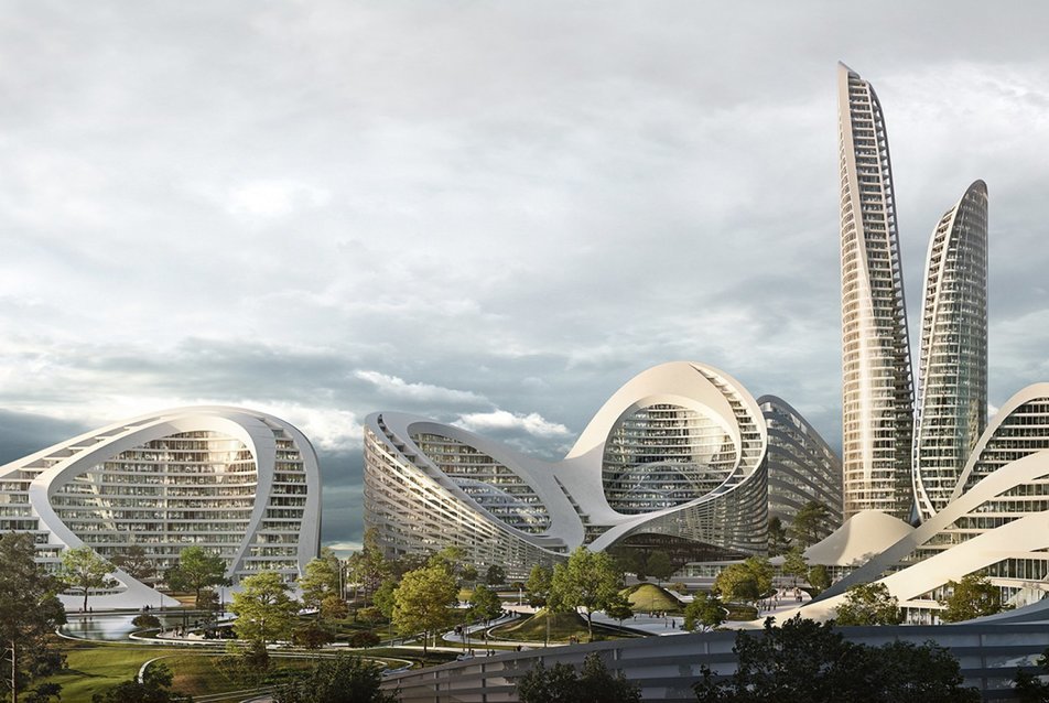 A PTO Pride Architects irodával közösen tervezett Rublyovo-Arkhangelskoye negyed látványterve, forrás: zaha-hadid.com