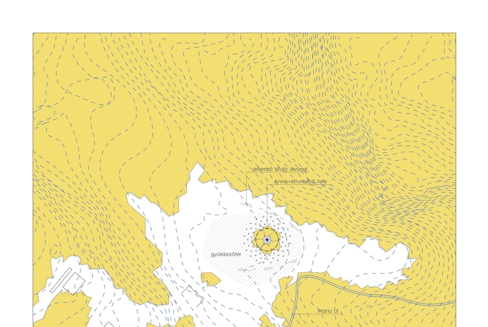 Helyszínrajz, Anna-réti misézőhely pályázati terv, Tervezők: STUDIO NOMAD, Pásztor Bence, Pongor Soma