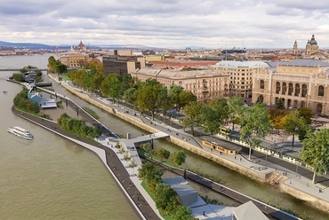 A II. helyezett Erick van Egeraat látványterve a Vigadó tér előtti szakaszra. 