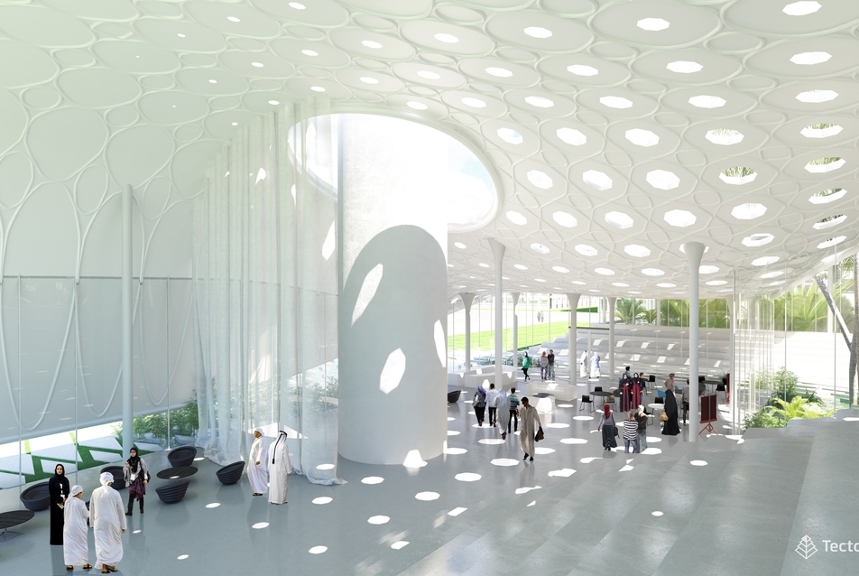 Sharjah Kutatási, technológiai és innovációs park – Víz oktatási központ terve, Tectobio, Tervező: Németh Roland, Látványtervek: Berki Bálint 2018.