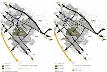 A térség meglévő és javasolt főúthálózata és kötöttpályás közlekedési rendje