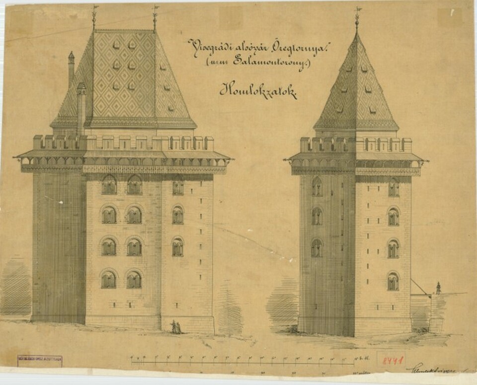 Schulek Frigyes historizáló tervei a Salamon-torony felújítására,  1873. 