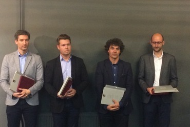 A díjazottak: Török Dávid, Falvai Balázs, Nagy Márton (dmb műterem), Hartmann Gergely