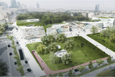 A FAAB építésziroda elképzelése a Piłsudski tér beépítésére. Kép: FAAB Architektura