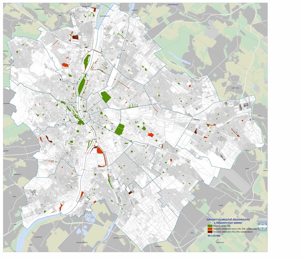 Tervezett és meglévő zöldterületek