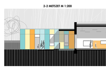 Új építésű bölcsőde mintaterv, metszet.- terv: Négy Negyed Építésziroda Kft.