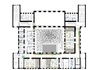 Az AKG Általános Iskola és Gimnázium magasföldszinti alaprajz - terv: Fló Architects