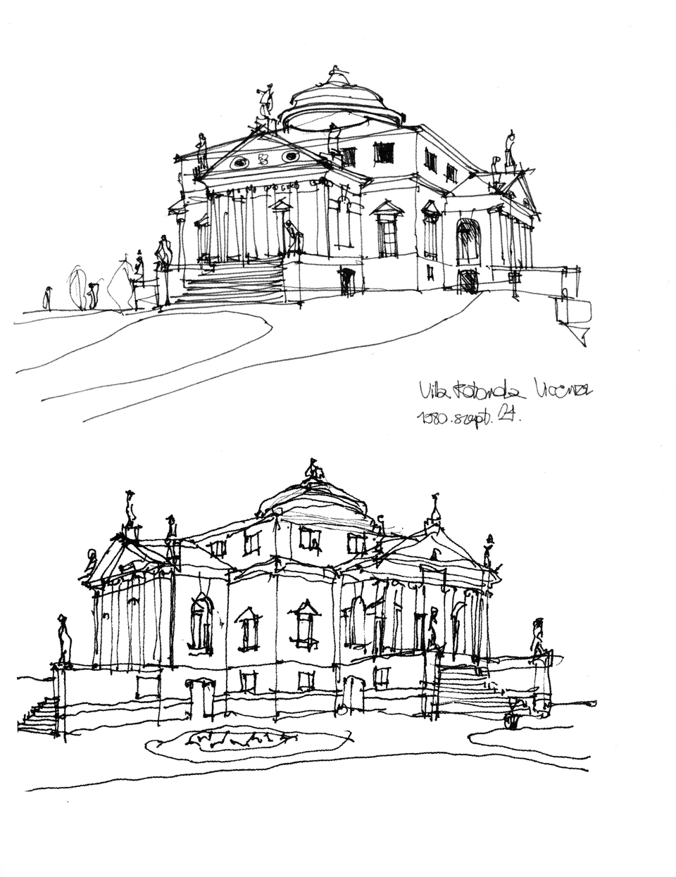 Andrea Palladio: Villa Rotonda -rajz: Vargha Mihály  1980, 2009 