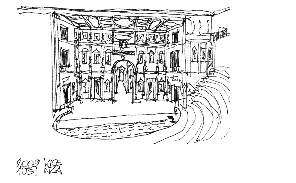 Andrea Palladio: Teatro Olimpico di Vicenza -rajz: Vargha Mihály  