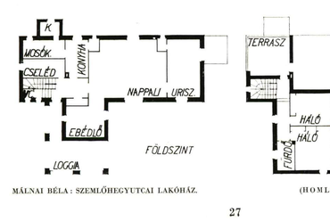 Szemlőhegy utcai lakóház-  terv: Málnai Béla, 1933