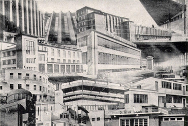 Montázs a magyar építészek munkáiból az 1933-as milánói kiállításon. A képek között megtaláljuk a Péterfy utcai kórházat és a Szent Imre autóbuszgarázs épületét is Hültl-től. Tér és Forma 6 (1933) 4–5. 99.